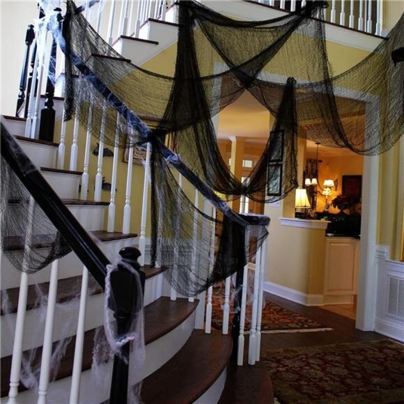 Halloween Creepy Cloth with Spider Web – Spooky Backdrop Decor - Picture 1 of 8